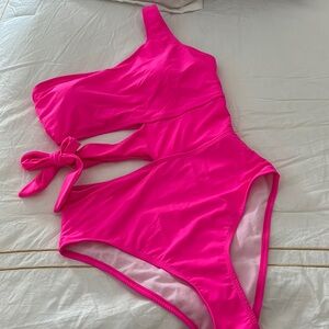 Hot Pink one shoulder Swimsuit